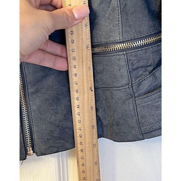 NWOT VILA Danish Designer Women's Vimiss Blue Suede Moto Jacket Size Small - Picture 12 of 12